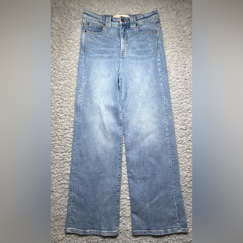 Soft Surroundings Jeans Womens 8 Wide Leg High Rise Light Baggy Party Night Out